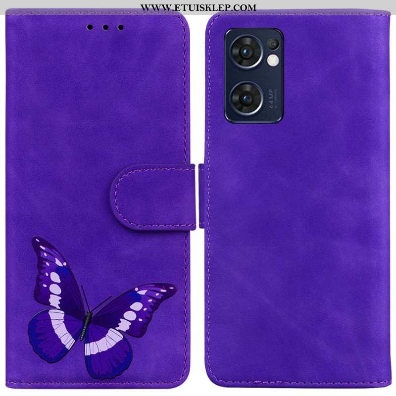 Etui Folio do Oppo Find X5 Lite Motyl Dotykający Skóry